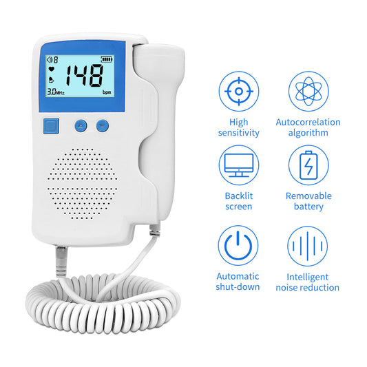 Fetal Doppler Monitors for Home Use, Portable Pegnancy Hartbeat Monitor Doppler Baby Detactor LED Screen Color Digital Display Speaker Monitor