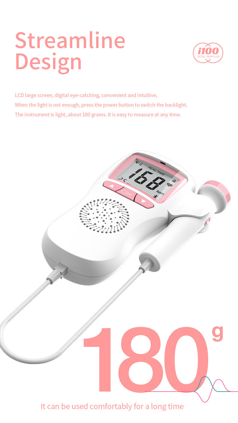 New Fetal Doppler CONTEC10A Baby Heart Beat Monitor Color LCD with
